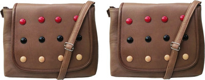 

AZED Collections Girls Casual Brown Rexine Sling Bag