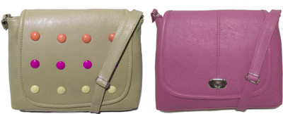 

AZED Collections Girls Casual Khaki, Pink Rexine Sling Bag