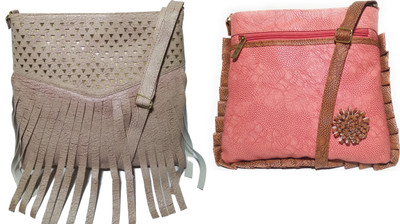 

AZED Collections Girls Casual Gold, Pink Rexine Sling Bag