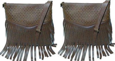 

AZED Collections Girls Casual Brown Rexine Sling Bag