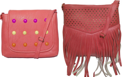 

AZED Collections Girls Casual Orange, Red Rexine Sling Bag