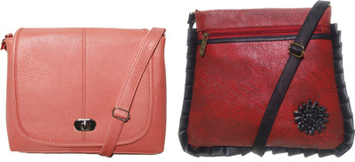 

AZED Collections Girls Casual Orange, Maroon Rexine Sling Bag, Maroon;orange