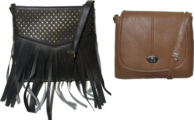 

AZED Collections Girls Casual Black, Brown Rexine Sling Bag
