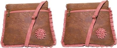 

AZED Collections Girls Casual Tan Rexine Sling Bag