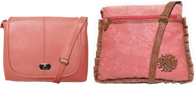 

AZED Collections Girls Casual Orange, Pink Rexine Sling Bag