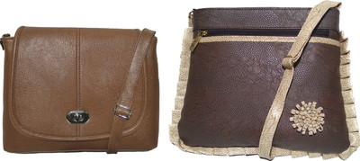 

AZED Collections Girls Casual Brown Rexine Sling Bag