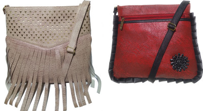 

AZED Collections Girls Casual Gold, Maroon Rexine Sling Bag