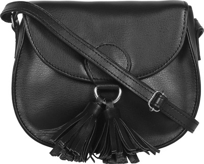 

Anekaant Women Casual Black Leatherette Sling Bag