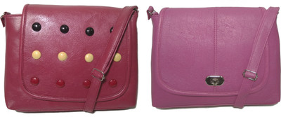 

AZED Collections Girls Casual Maroon, Pink Rexine Sling Bag