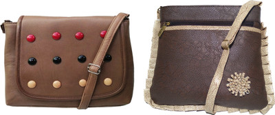 

AZED Collections Girls Casual Brown Rexine Sling Bag