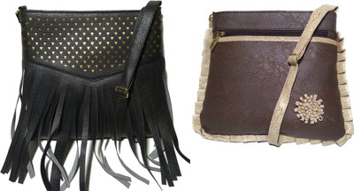 

AZED Collections Girls Casual Black, Brown Rexine Sling Bag