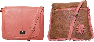 

AZED Collections Girls Casual Orange, Tan Rexine Sling Bag