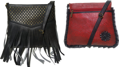 

AZED Collections Girls Casual Black, Maroon Rexine Sling Bag