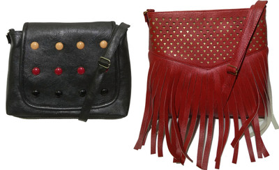 

AZED Collections Girls Casual Black, Maroon Rexine Sling Bag