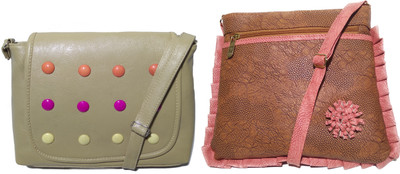 

AZED Collections Girls Casual Khaki, Tan Rexine Sling Bag