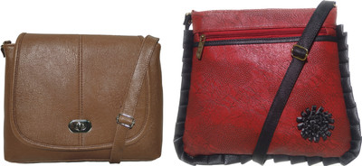 

AZED Collections Girls Casual Brown, Maroon Rexine Sling Bag