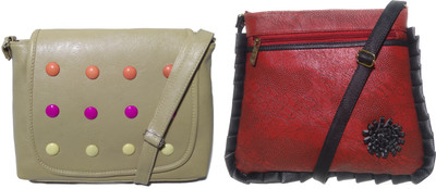 

AZED Collections Girls Casual Khaki, Maroon Rexine Sling Bag