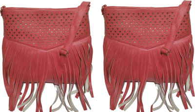 

AZED Collections Girls Casual Red Rexine Sling Bag