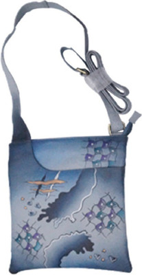 

AVES Fashion Women Casual Blue Genuine Leather Sling Bag