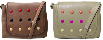 

AZED Collections Girls Casual Brown, Khaki Rexine Sling Bag