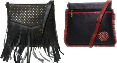 AZED Collections Girls Casual Black Rexine Sling Bag