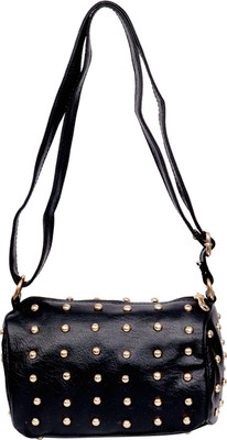 

JANET Women Casual Black PU Sling Bag