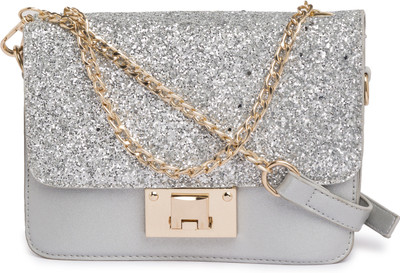 

Satchel Bags Women Casual Silver PU Sling Bag