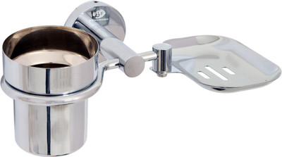 

USF Soap Dish with Tumbler Holder Or Soap Case with Toothbrush Stand for Bathroom and Kitchen (Glossy Finish, High Grade 304 Stainless Steel, Anti Rust) – Puma Series(Silver)