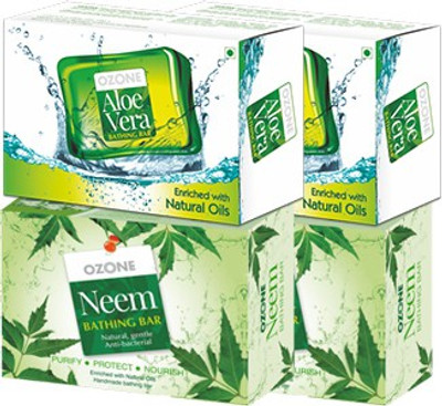 

Ozone Pack of 2 Aloe Vera Bathing Bar & 2 Neem Bathing Bar(500 g, Pack of 4)