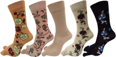 RC. ROYAL CLASS Women Floral Print Mid-Calf/Crew(Pack of 5)