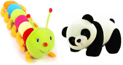 PS AAKRITI Panda Soft Toy (26 Cm) And Multicolor Caterpillar (55 Cm) Combo - 55 cm (Multicolor) - 12 cm(Multicolor)