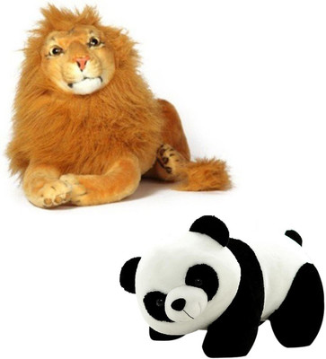Speoma PANDA AND LION ANIMAL SOFT TOY - 30 cm(Multicolor)
