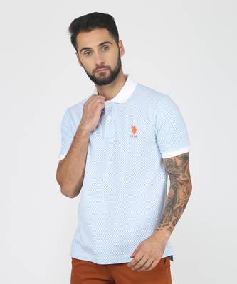U.S. POLO ASSN. Printed Men Polo Neck White T Shirt Price History
