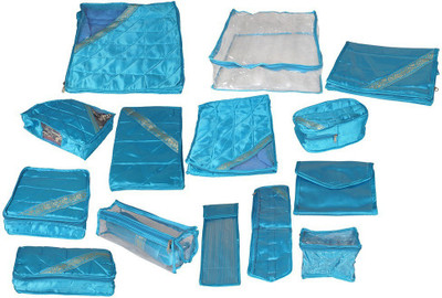 

Pretty Krafts Complete Satin 14 Pcs Marriage Bridal Gift Set Blue Gift set Vanity Box(Blue)