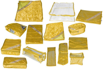 

Pretty Krafts Complete Satin 14 Pcs Marriage Bridal Gift Set Golden Gift set Vanity Box(Golden)