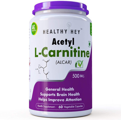 

HealthyHey Nutrition Acetyl L-Carnitine (ALCAR) 500 mg - 60 Veg Capsules(500 mg)