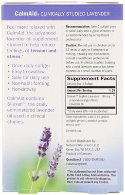 

Nature's Way Nature's Way, CalmAid, Clinically Studied Lavender, 30 Softgels(30 No)