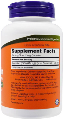 

Now Foods Now Foods, Bromelain, 500 mg, 120 Veg Capsules(120 No)