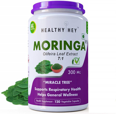 

HealthyHey Nutrition Moringa Extract 7:1 - Olifeira Leaf - Miracle Tree - 120 Veg Capsules(300 mg)