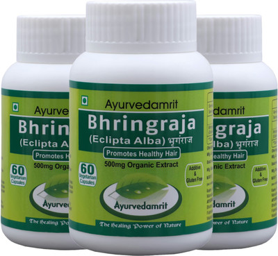 

Ayurvedamrit Bhringraja Eclipta Alba, Hair Care Herbal Supplement - 60 Veg Capsules (Pack of 3)(180 No)