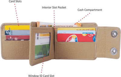 

FRIKKETTONS Men Beige Genuine Leather Card Holder(9 Card Slots)