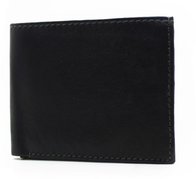 

flex boom Men Black Genuine Leather Wallet(4 Card Slots)