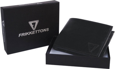 

FRIKKETTONS Men Black Genuine Leather Wallet(3 Card Slots)