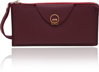 

Cidky Women Maroon Artificial Leather Wrist Wallet(8 Card Slots), Wine