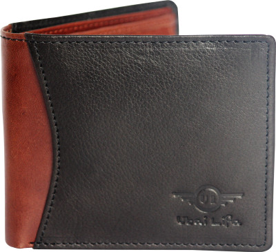 

Ubai Lifa Men Black Genuine Leather Wallet(8 Card Slots), Black and brown