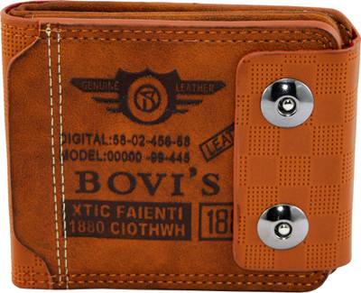 BOVI'S Men Khaki Artificial Leather Wallet(9 Card Slots)
