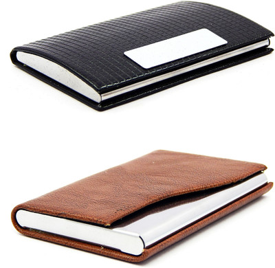 

ELS Men Black, Brown Artificial Leather Card Holder(8 Card Slots)