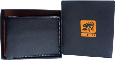 Leo Men Casual Blue Artificial Leather Wallet(8 Card Slots), Black