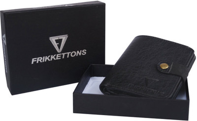 

FRIKKETTONS Men Black Genuine Leather Wallet(8 Card Slots)