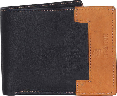 

SS CREATION Men Black Genuine Leather Wallet(5 Card Slots), Black-brown